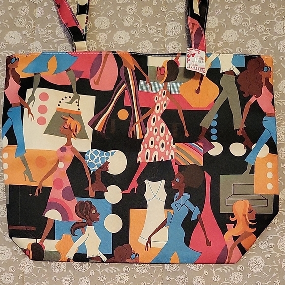 NEW Fancy Stylish Ladies on a Colorful Tote Bag, Beach or Travel! - Picture 3 of 13